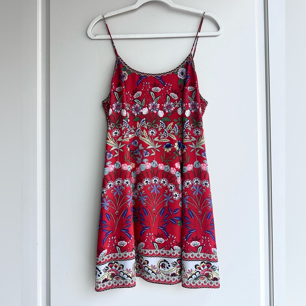 Alice + Olivia Ira Floral A-Line Dress Size 6 Wildflower Bright Poppy